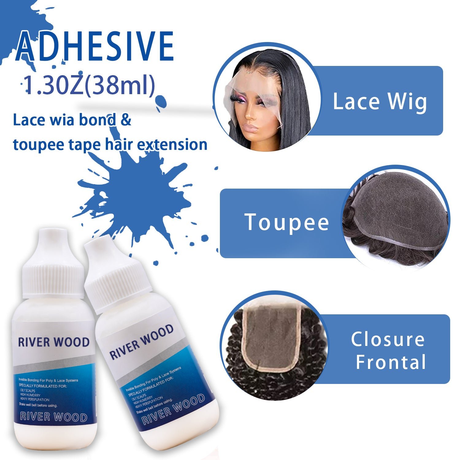 Golden River Lace Glue | Lace Wig Adhesive | Hair Lace Glue (1.3oz)