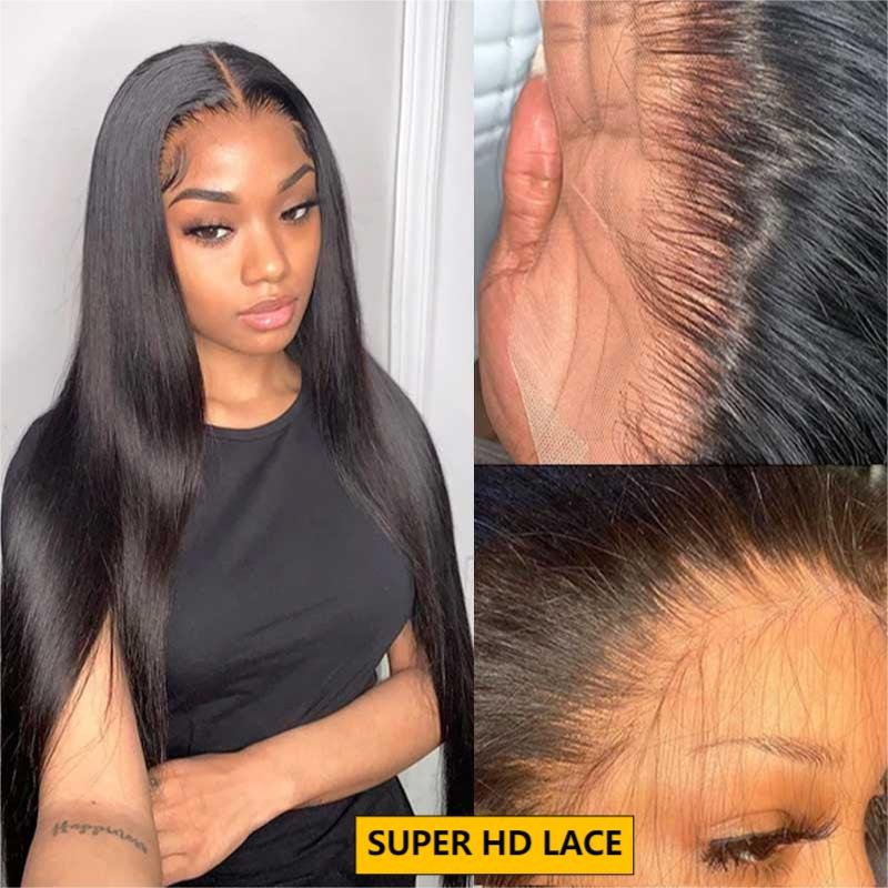 Riverwood Super HD Lace Straight Wigs 13x4 Front 180% Density Pre-Plucked Virgin Human Hair